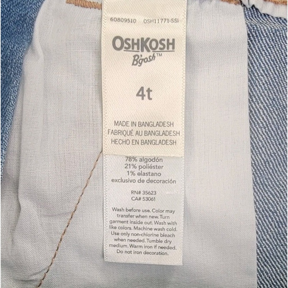 Osh Kosh B'Gosh Girls Short Overalls Vestback Embroidered Denim Shortall Size 4T - Picture 7 of 9